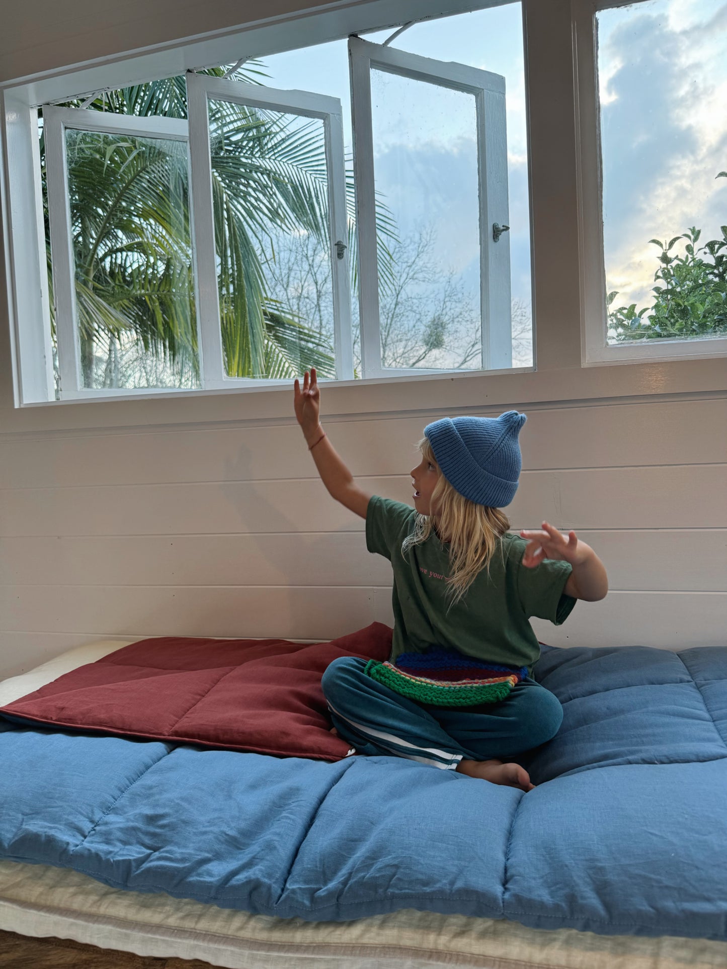 Blue & Burgundy Sleeping Bag