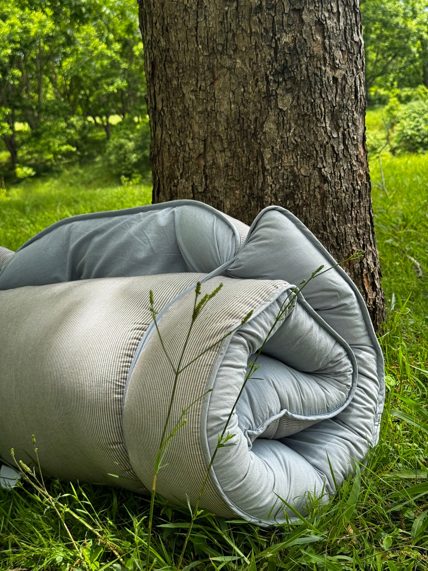 Water Blue & Pinstripe Bed