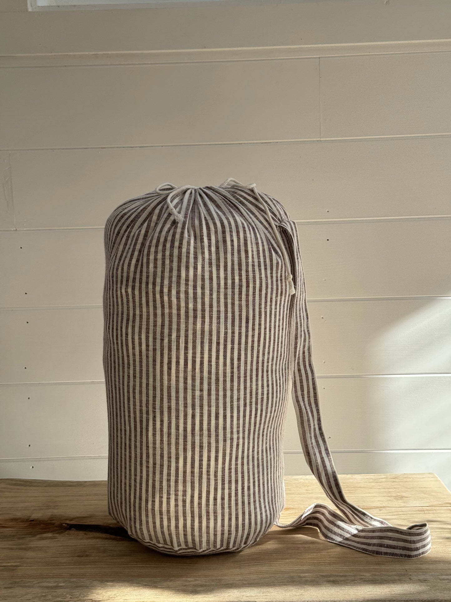 Linen sleeping bag - Brown & Pinstripe