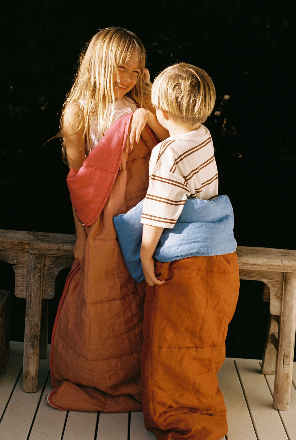 The MINI sleeping bag - Burnt Orange & Blue
