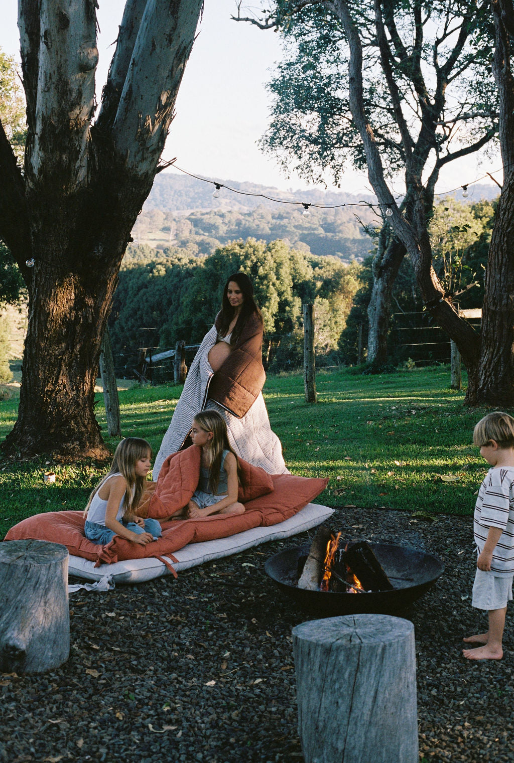 Linen sleeping bag - Brown & Pinstripe